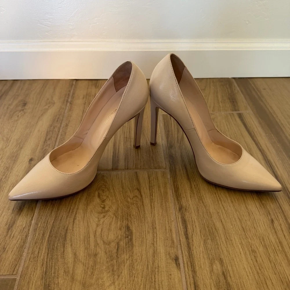 NURSACE Designer Leather Elegant Cream High Heels Size 6